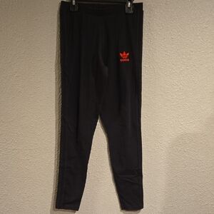 Adidas Black Leggings with Red Emblem